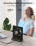 Koonie USB Fan, Strong Wind Ultra Quiet Small Desk Fan 220° Tilt Folding 3 Speeds Adjustable USB-C Corded Powered Personal Fan for Home Office Desktop Black