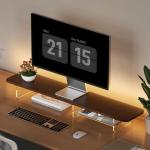 AFOOYO Large Dual Monitor Stand For Desk,43 Inch Desktop Computer Riser with Felt Drawer Acrylic Legs Desk Shelf Organizer For Computer/Laptop/PC/Printer/TV