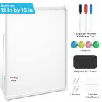 MaxGear Double-Sided Dry Erase Board for Wall, 16"x12" Hanging Whiteboard, Small Dry Erase White Board with 3 Markers and 4 Magnets, Portable Whiteboard for Planning, Drawing, Memo, to Do List