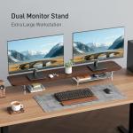 AFOOYO Large Dual Monitor Stand For Desk,43 Inch Desktop Computer Riser with Felt Drawer Acrylic Legs Desk Shelf Organizer For Computer/Laptop/PC/Printer/TV