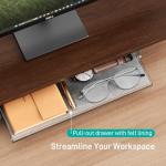 AFOOYO Large Dual Monitor Stand For Desk,43 Inch Desktop Computer Riser with Felt Drawer Acrylic Legs Desk Shelf Organizer For Computer/Laptop/PC/Printer/TV
