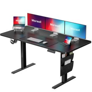 Marsail 55x24 Electric Standing Desk - Adjustable Height Computer Desk with Memory Presets, Storage Bag & Cable Management for Home Office & Gaming Workstations