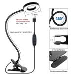 Woputne Desk Lamp Clip Light, 10 Dimmable Brightness 3 Light Modes Reading Light, Clamp Bedside Lamp for Painting, Craft, Study (Black)