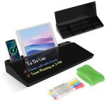 Desktop Glass Whiteboard with Storage, Desk Board with Computer Keyboard Stand, White Dry Erase Board with Drawers for Home, School, Office Desk Organizers and Accessories - Black