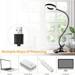Woputne Desk Lamp Clip Light, 10 Dimmable Brightness 3 Light Modes Reading Light, Clamp Bedside Lamp for Painting, Craft, Study (Black)