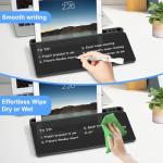 Desktop Glass Whiteboard with Storage, Desk Board with Computer Keyboard Stand, White Dry Erase Board with Drawers for Home, School, Office Desk Organizers and Accessories - Black