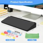 Desktop Glass Whiteboard with Storage, Desk Board with Computer Keyboard Stand, White Dry Erase Board with Drawers for Home, School, Office Desk Organizers and Accessories - Black