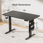 Marsail 55x24 Electric Standing Desk - Adjustable Height Computer Desk with Memory Presets, Storage Bag & Cable Management for Home Office & Gaming Workstations