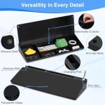 Desktop Glass Whiteboard with Storage, Desk Board with Computer Keyboard Stand, White Dry Erase Board with Drawers for Home, School, Office Desk Organizers and Accessories - Black