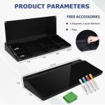 Desktop Glass Whiteboard with Storage, Desk Board with Computer Keyboard Stand, White Dry Erase Board with Drawers for Home, School, Office Desk Organizers and Accessories - Black