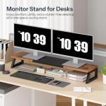 HOOBRO Dual Monitor Stand Riser, 39 Inch Large Computer Monitor Stand for 2 Monitors, Computer Monitor Riser, Desk Shelf Organizer for Office Desk, Accessories, Rustic Brown and Black BF121CJ01