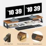 HOOBRO Dual Monitor Stand Riser, 39 Inch Large Computer Monitor Stand for 2 Monitors, Computer Monitor Riser, Desk Shelf Organizer for Office Desk, Accessories, Rustic Brown and Black BF121CJ01