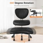 Cross Legged Office Chair, Ergonomic Criss Cross Chair with Wheels, 360° Swivel Height-Adjustable Meditation Chair for Yoga & ADHD, Wide Kneeling Chair with Strong Lumbar Support (Black) BPY01B