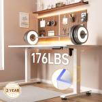 Veken 55 Inch Large Electric Standing Desk,Sit to Stand Up, Heights Adjustable, Work Home Office Computer Table for Study, Walking Pad, Writing, and Games, Wooden Desktop Desks, White