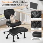 Cross Legged Office Chair, Ergonomic Criss Cross Chair with Wheels, 360° Swivel Height-Adjustable Meditation Chair for Yoga & ADHD, Wide Kneeling Chair with Strong Lumbar Support (Black) BPY01B