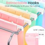 Sooez Extra Capacity Plastic Hanging File Folders, 12 Count Expanding File Folders Letter Size with 2" Expansion, File Organizer with 1/6-Cut Adjustable Tab for File Cabinet, Drawer, Pastels Colors