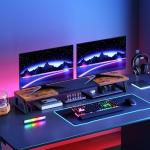 HOOBRO Dual Monitor Stand Riser, 39 Inch Large Computer Monitor Stand for 2 Monitors, Computer Monitor Riser, Desk Shelf Organizer for Office Desk, Accessories, Rustic Brown and Black BF121CJ01