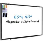 H-Qprobd Large Magnetic White Board Dry Erase Whiteboard with Black Aluminum Frame, 60"X40" Hanging White Boards for Wall with Long Pen Tray, Presentation Board for Office Classroom Home