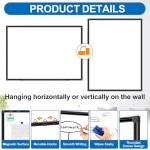 H-Qprobd Large Magnetic White Board Dry Erase Whiteboard with Black Aluminum Frame, 60"X40" Hanging White Boards for Wall with Long Pen Tray, Presentation Board for Office Classroom Home