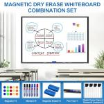 H-Qprobd Large Magnetic White Board Dry Erase Whiteboard with Black Aluminum Frame, 60"X40" Hanging White Boards for Wall with Long Pen Tray, Presentation Board for Office Classroom Home