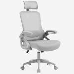 Fizzin Office Chair, Ergonomic Office Chair with Adjustable Headrest Lumbar Support Computer Chair, 400 lbs Desk Chair Comfy with Flip-up Armrests - Gaming Chairs for Adults Home Office (Gray)