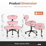 DUMOS Ergonomic ADHD Cross Legged Office Desk Chair with Adjustable Backrest, Height Adjustable Meditation Chair with 360° Swivel Footstool, Teddy Fabric Yoga Stool for Home Office, Pink