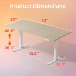 HUANUO 63 x 28 inch Electric Standing Desk Adjustable Height, 4 Memory Height Settings, Sit Stand Up Desk for Home Office & Computer Workstation, Light Walnut