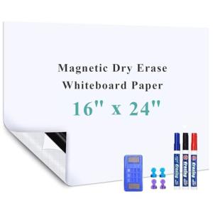Warasee Self-Adhesive Office Whiteboard Sticker: 16" x 24" Magnetic Receptive Dry Erase Wall Film | No Ghosting Easy Peel & Stick for Professionals | Flat-Lay Ready for Meeting Room