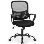 Sweetcrispy Ergonomic Mid-Back Mesh Home Office Desk Chair with Wheels, Lumbar Support, and Comfortable Armrests for Home, Bedroom, Study, Office