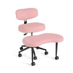 DUMOS Ergonomic ADHD Cross Legged Office Desk Chair with Adjustable Backrest, Height Adjustable Meditation Chair with 360° Swivel Footstool, Teddy Fabric Yoga Stool for Home Office, Pink