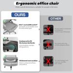 Fizzin Office Chair, Ergonomic Office Chair with Adjustable Headrest Lumbar Support Computer Chair, 400 lbs Desk Chair Comfy with Flip-up Armrests - Gaming Chairs for Adults Home Office (Gray)