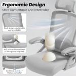 Fizzin Office Chair, Ergonomic Office Chair with Adjustable Headrest Lumbar Support Computer Chair, 400 lbs Desk Chair Comfy with Flip-up Armrests - Gaming Chairs for Adults Home Office (Gray)