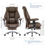 EXCEBET Big and Tall Office Chair with Footrest, PU Leather High Back Executive Office Chair 400lbs, Ergonomic Computer Chairs Lumbar Support for Heavy People (Brown)