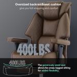 EXCEBET Big and Tall Office Chair with Footrest, PU Leather High Back Executive Office Chair 400lbs, Ergonomic Computer Chairs Lumbar Support for Heavy People (Brown)