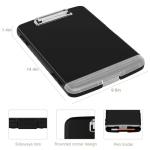 Piasoenc Clipboard with Storage, 8.5 x 11 Organization Box with Pen Holder and A4 Legal Paper Folder, Folio & Side-Opening, Low Profile Clip,for Nurses,Teachers, Size 14 x 9.6 x 1.2 in, Black