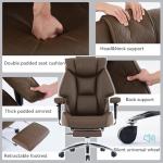 EXCEBET Big and Tall Office Chair with Footrest, PU Leather High Back Executive Office Chair 400lbs, Ergonomic Computer Chairs Lumbar Support for Heavy People (Brown)