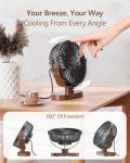 SWEETFULL 6.5 Inch USB Small Desk Fan, 3 Speeds Quiet Portable Desktop Table Fan, 360° Adjustment Personal Mini Fan for Home Office Car Outdoor Travel (Black wood grain)