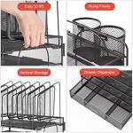 Marbrasse Desk organizer with Drawer, 4-Tier Mesh File Organizer with 5 Vertical File Holders and 2 Pen Holders, Multifunction Desktop Organizer,Desk Organizers and Accessories for Home Office