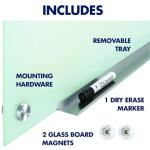 Quartet Whiteboard, Glass Dry Erase Board, Magnetic, 6' x 4', Infinity Frameless Mounting, White Surface, Accessory Tray, 1 Dry Erase Marker and 2 Glass Board Magnets (G7248W)