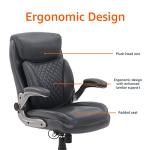 Amazon Basics Ergonomic Executive Office Desk Chair with Lumbar Support, Flip-up Armrests, Adjustable Height, Grey Leather