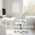 NEO Chair Office Desk Ergonomic Mesh Computer Chair with Lumbar Support Adjustable Height Swivel Rolling Wheels Comfy Mid Back Task Chair for Home Bedroom Vanity Study (Ivory)