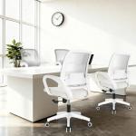 NEO Chair Office Desk Ergonomic Mesh Computer Chair with Lumbar Support Adjustable Height Swivel Rolling Wheels Comfy Mid Back Task Chair for Home Bedroom Vanity Study (Ivory)