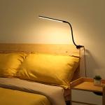 Lepro Clip on Desk Lamp LED Reading light Dimmable USB Small Clamp Lamp with 3 Color Modes 10 Brightness, Adjustable Flexible Gooseneck Table Light for Bed Headboard, Nail, Home Office,Computer(Black)