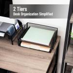 Mind Reader Stackable Paper Tray, Desktop Organizer, File Storage, Office, Metal Mesh, 13.25" L x 9.75" W x 6.25" H, 2 Pcs., Black