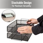 Mind Reader Stackable Paper Tray, Desktop Organizer, File Storage, Office, Metal Mesh, 13.25" L x 9.75" W x 6.25" H, 2 Pcs., Black