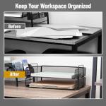 Mind Reader Stackable Paper Tray, Desktop Organizer, File Storage, Office, Metal Mesh, 13.25" L x 9.75" W x 6.25" H, 2 Pcs., Black