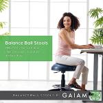 Gaiam Balance Ball Chair Stool, Half-Dome Stability Ball Adjustable Tall Office Sit Stand Swivel Desk Chair Drafting Stool with Round Foot Rest for Standing Desks Home or Office - Black 33