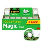 Scotch Magic Tape, Invisible, Home Office Supplies and Back to School Supplies for College and Classrooms, 6 Tape Rolls with Dispensers