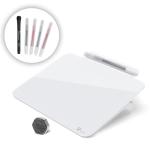 TOWON Small Glass Dry Erase Board, Desk White Board with Standing, Mini Whiteboard Easel Pad Set, Stenography Artifact for Office, Home and School Supplies, 8x6 Inches, White