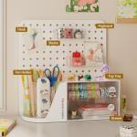 Comix Desk Organizer with 2 Drawer, Multifunctional Pen Holder for Desk, Desktop Organizer with Pegboard + Drawer + 5 Slots Pencil Holder for Office Home Art Supplies (White)